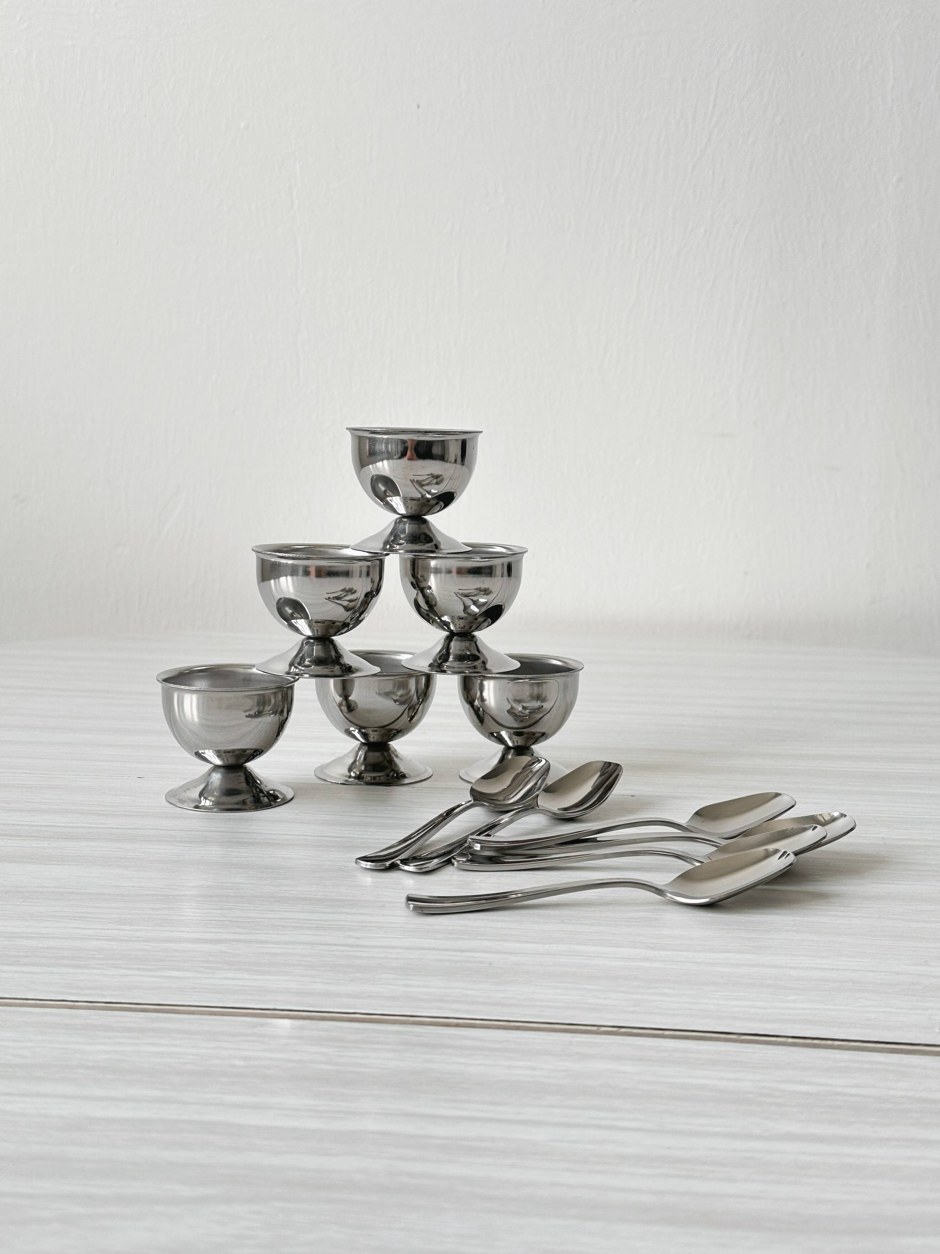 6 stainless steel egg cups