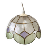 Green "Harlequin" mother-of-pearl earring