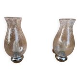 Pair of murano glass and chrome brass wall lights by keuco