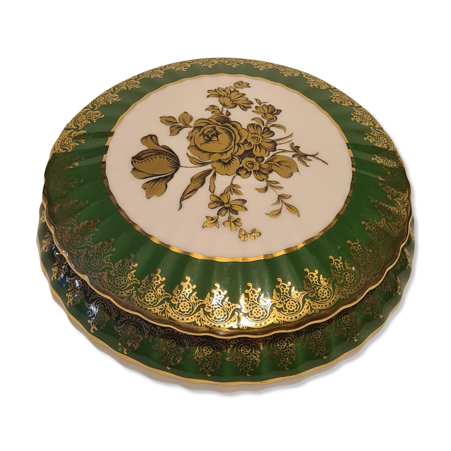 Boîte porcelaine d'art p.p. limoges décor floral