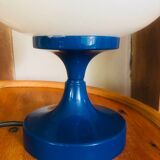 Lampe de table globe aplatie pied bleu metal vintage 80’