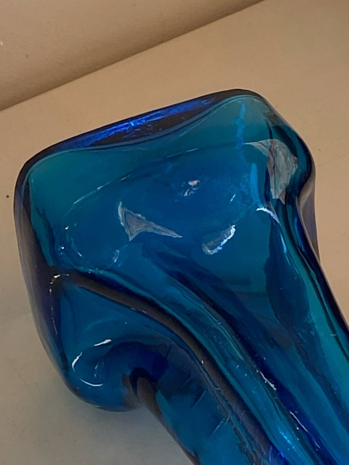 Blue glass vase, 1960s, Gunther Lambert