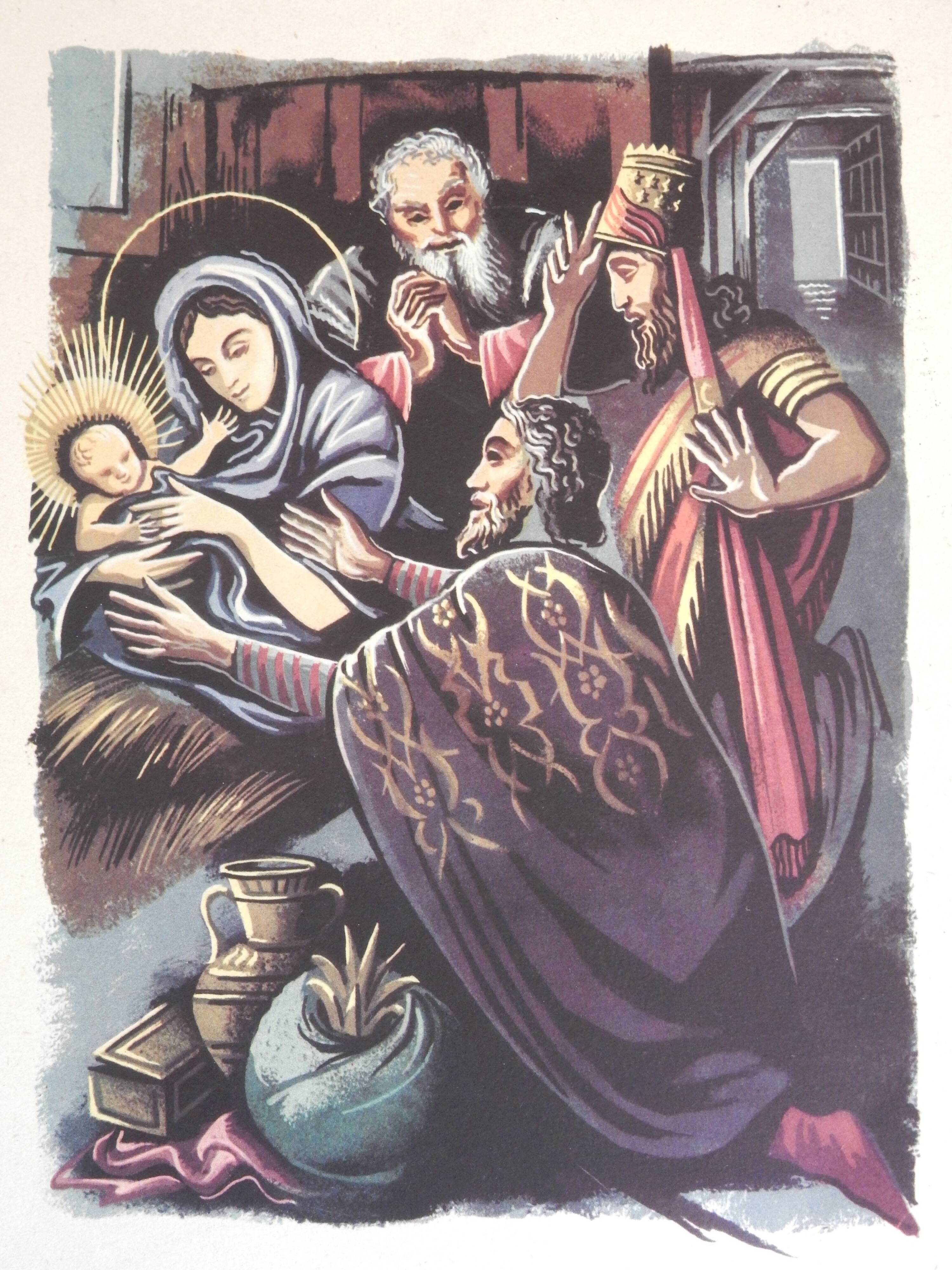 Illustration of the nativity The three wise men