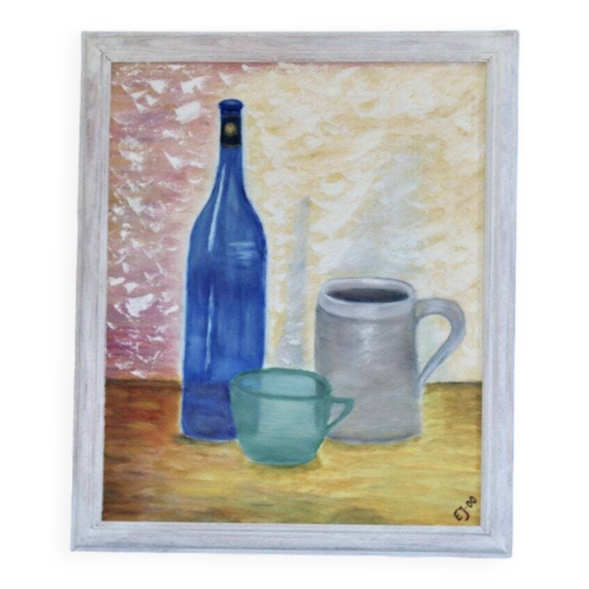 Swedish Mid-Century Oil on Canvas " Still life" Vintage and Framed