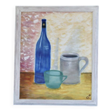 Swedish Mid-Century Oil on Canvas " Still life" Vintage and Framed