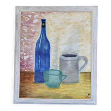 Swedish Mid-Century Oil on Canvas " Still life" Vintage and Framed