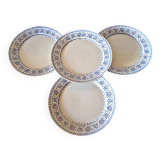 4 U&C Sarreguemines Syra model dinner plates, early 20th century