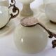 6-piece alabaster and gilded brass tea set