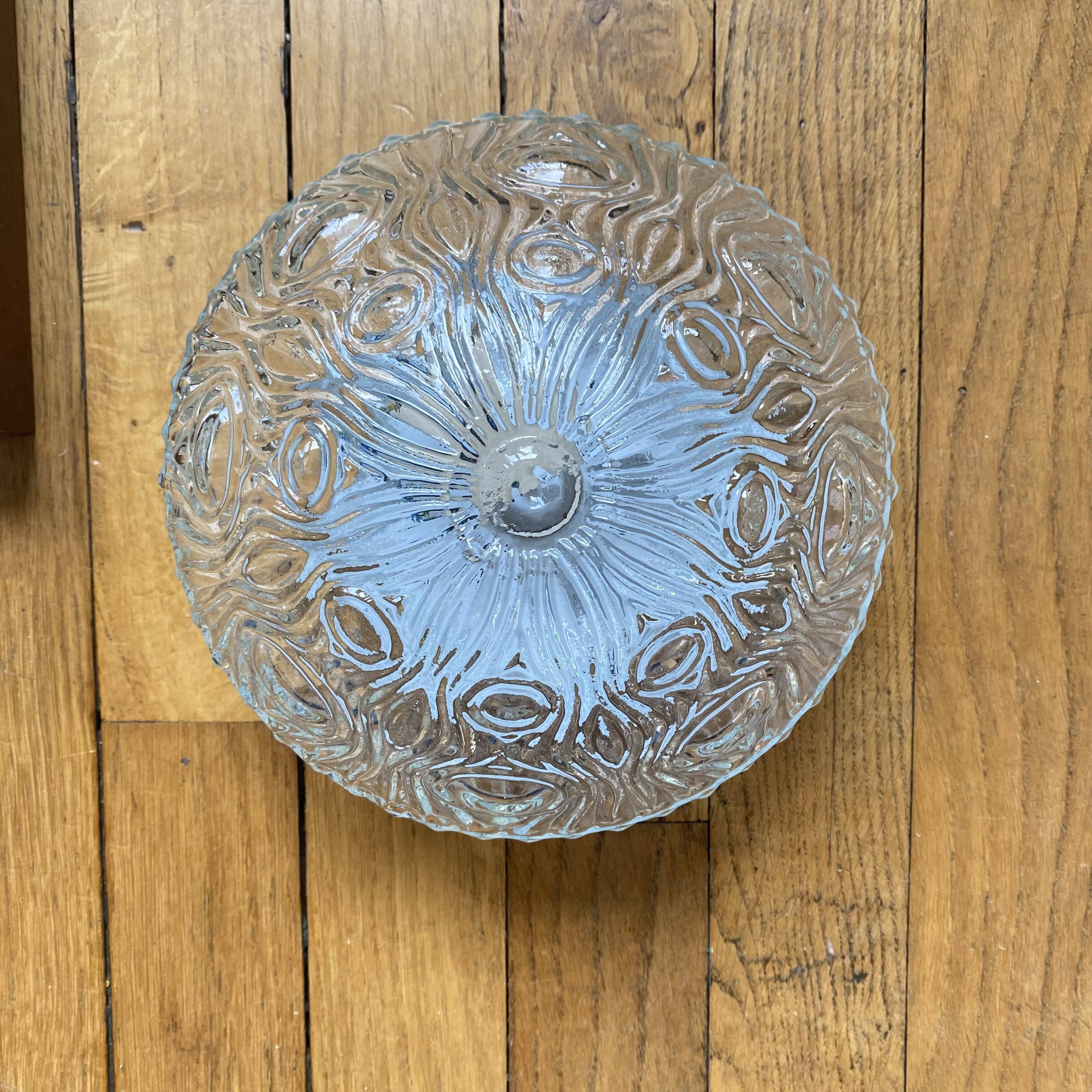 Petite applique murale plafonnier verre épais 1970 1980