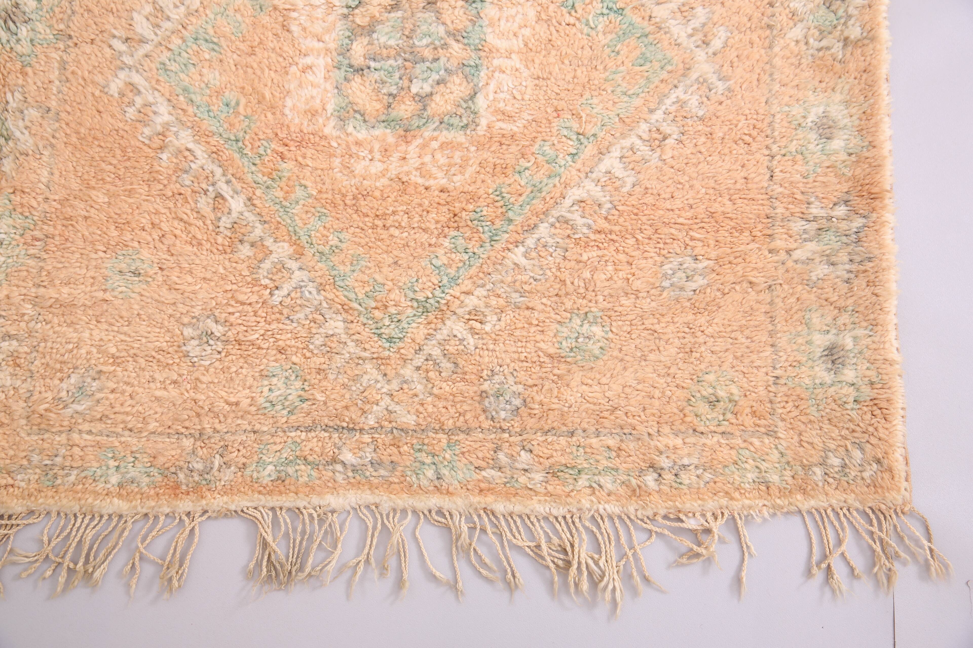 Large Vintage Moroccan Rug 188 x 387 cm - Peach Berber Rug - Handmade Rug