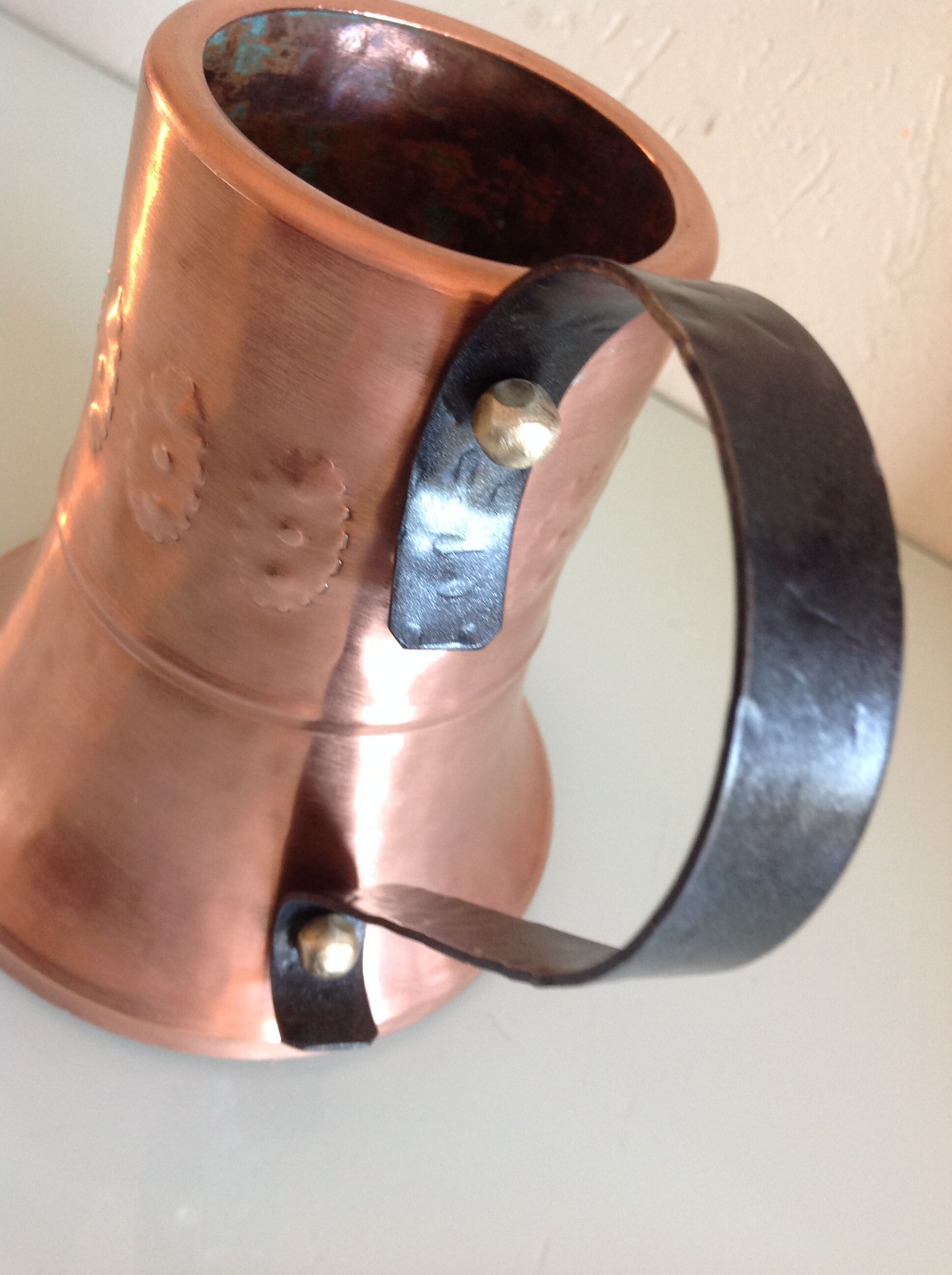 Brushed red copper watering can vintage 60s/70s