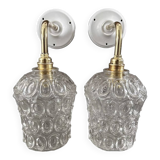 Pair of vintage chiseled glass sconces