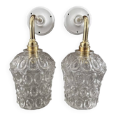 Pair of vintage chiseled glass sconces