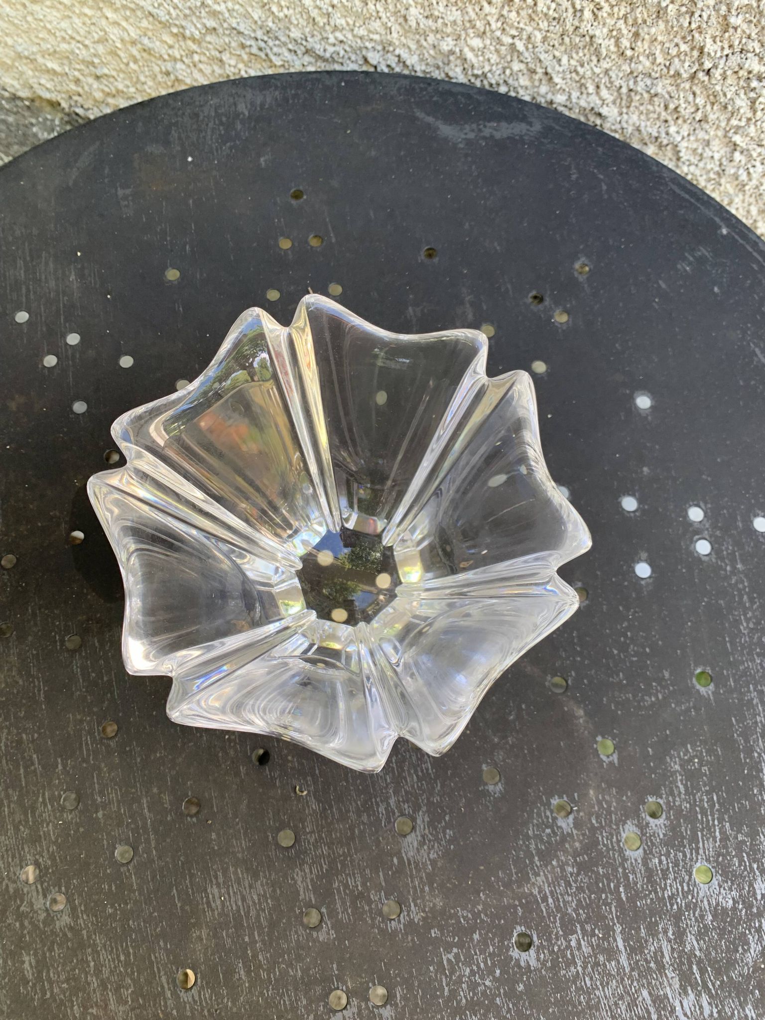 Crystal bowl in the shape of flowers, vintage Orrefors Sweden design