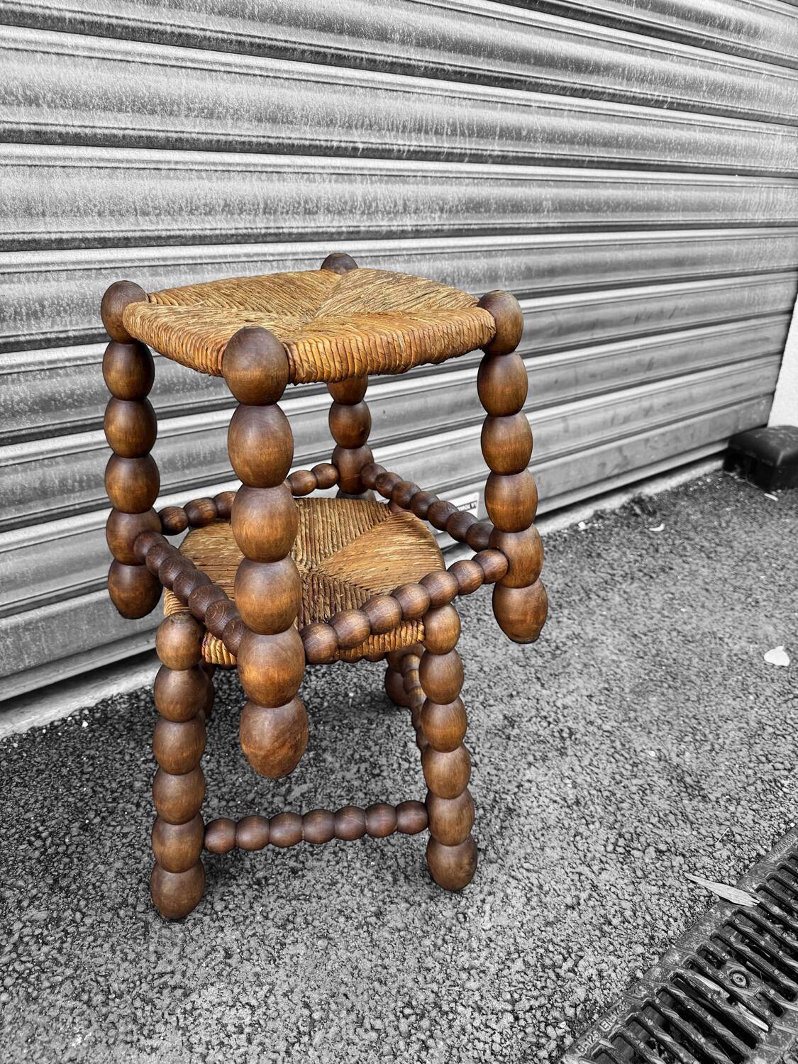 Pair of French rustic low stools, 1960s