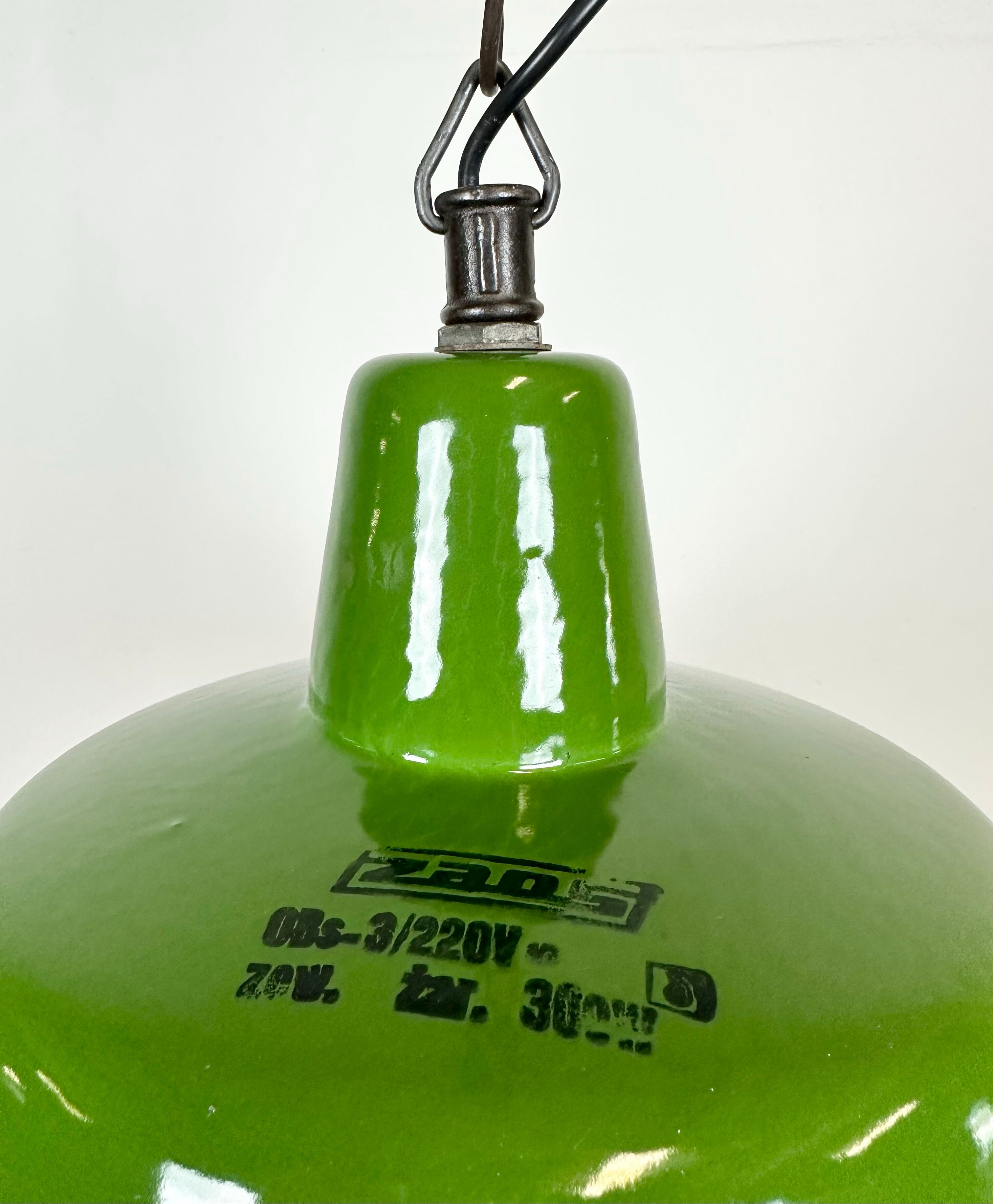 Industrial green enamel factory lamp from Zaos, 1960s