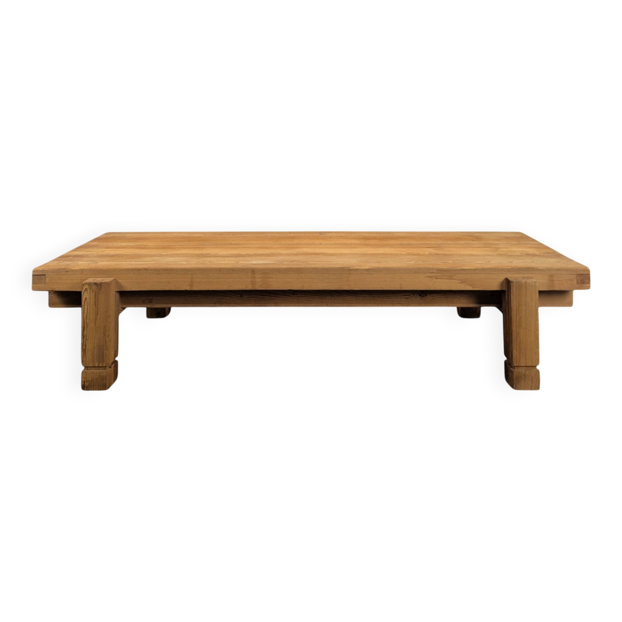 Large coffee table in solid pine, Swiss made