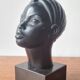 Art deco African woman bust plaster statuette signed Andre C registered