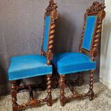 Pair of blue fabric chairs
