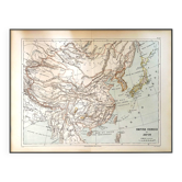 Japan and China, old map 1887 – Vintage geographical map.