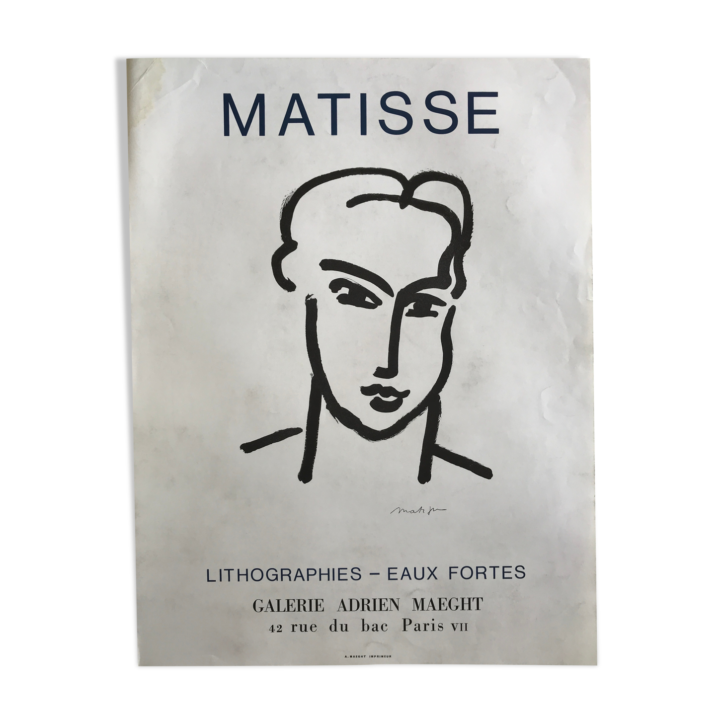 Original exhibition poster Henri MATISSE, Galerie Adrien Maeght, 1964