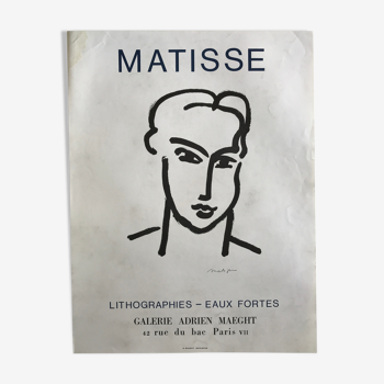 Affiche originale d'exposition henri matisse, galerie adrien maeght, 1964