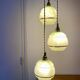 Vintage art deco triple globe pendant light in mint and gold glass