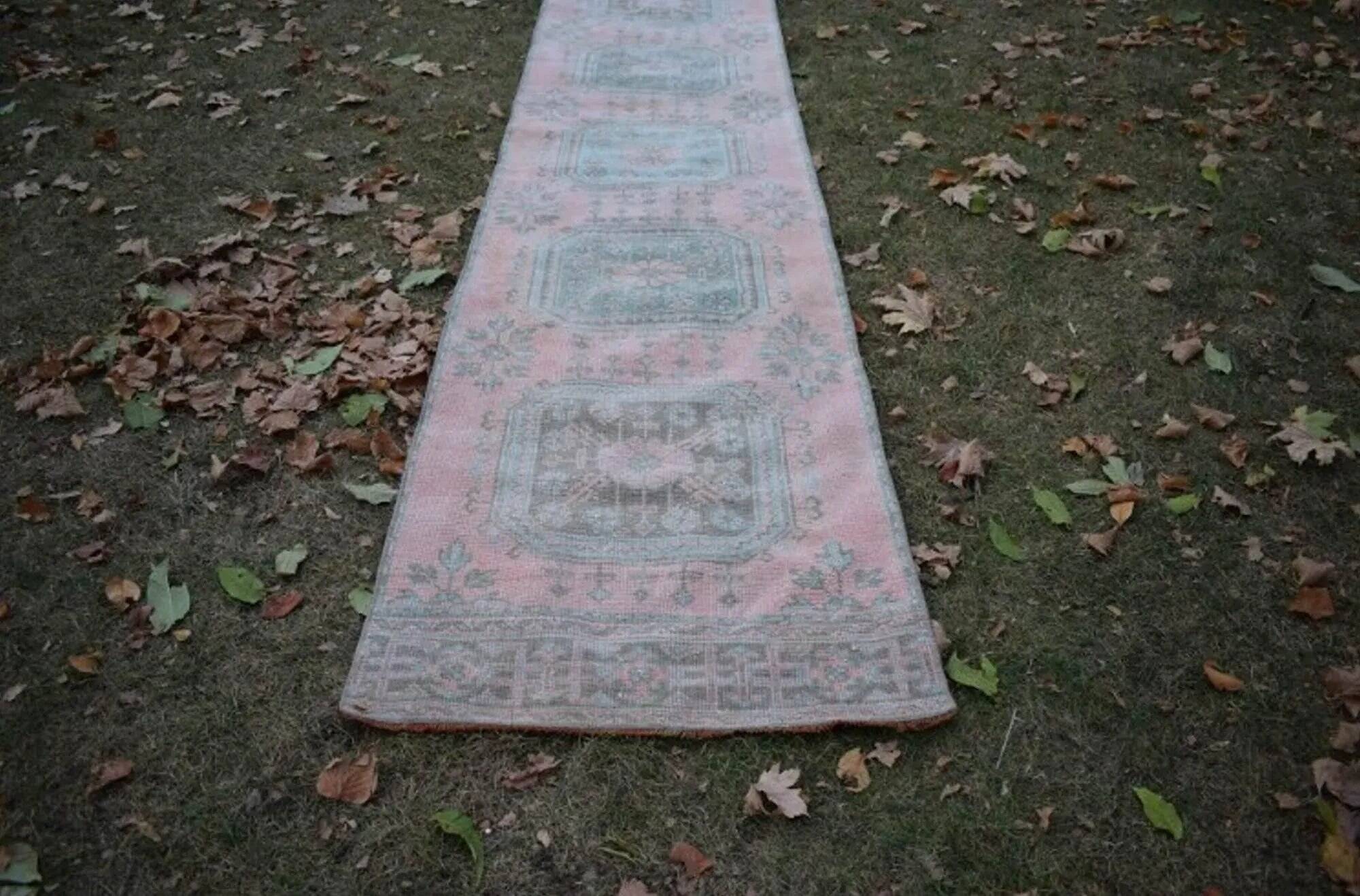Vintage Turkish hallway rug 85x656 cm
