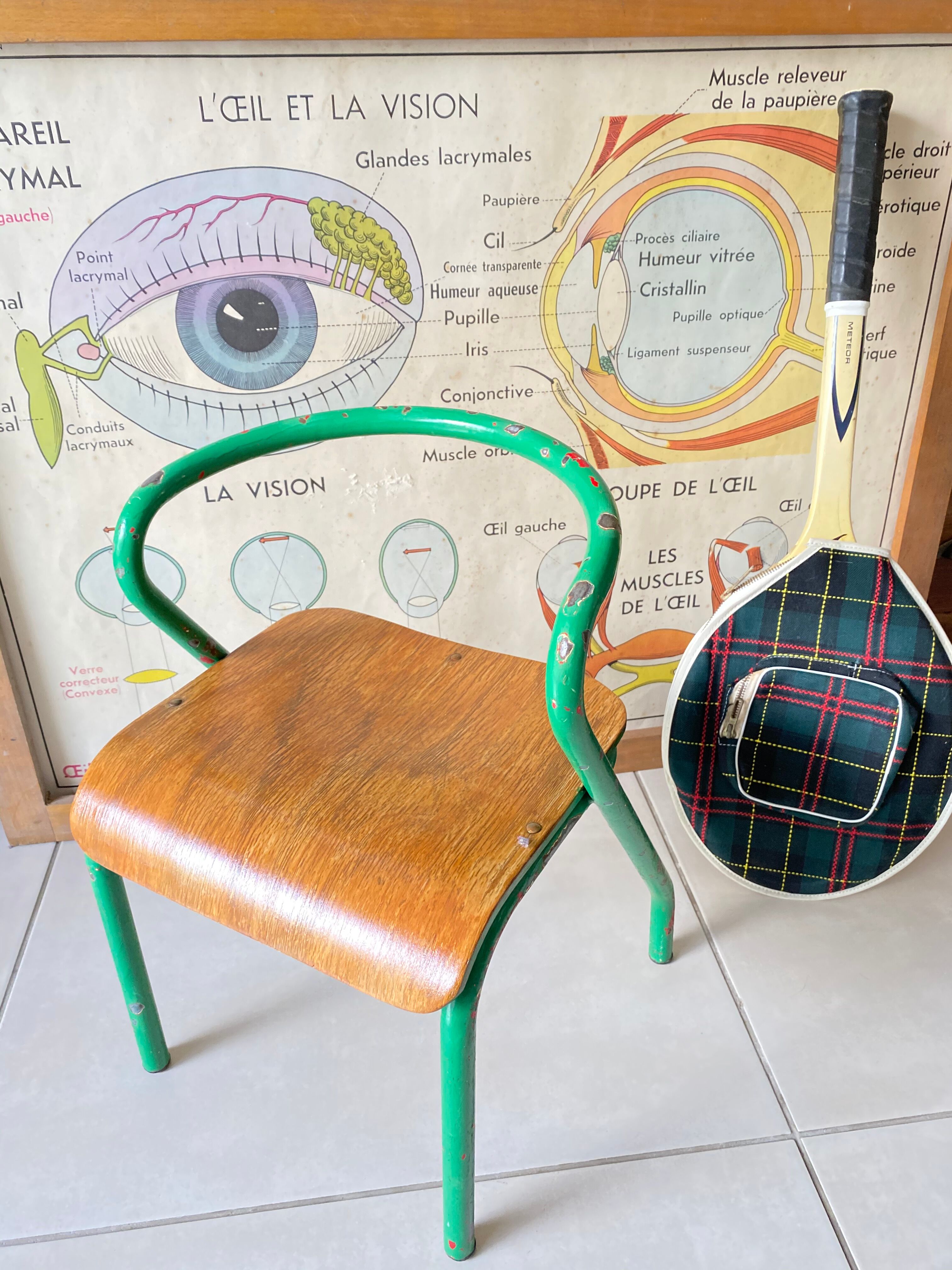 Vintage child school chair Jacques Hitier