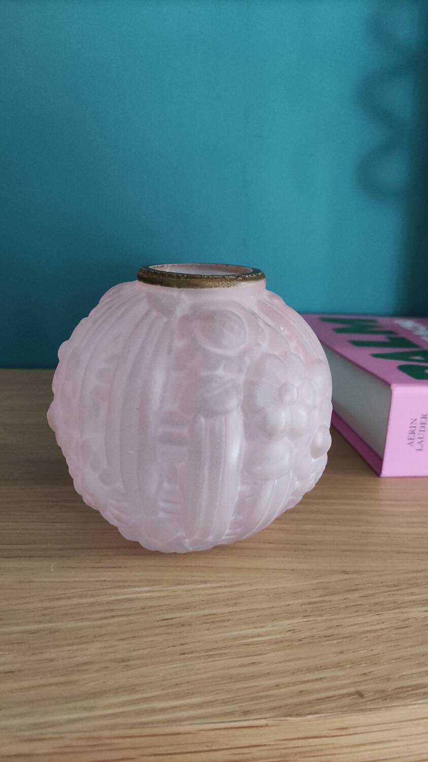 Pink art deco ball vase