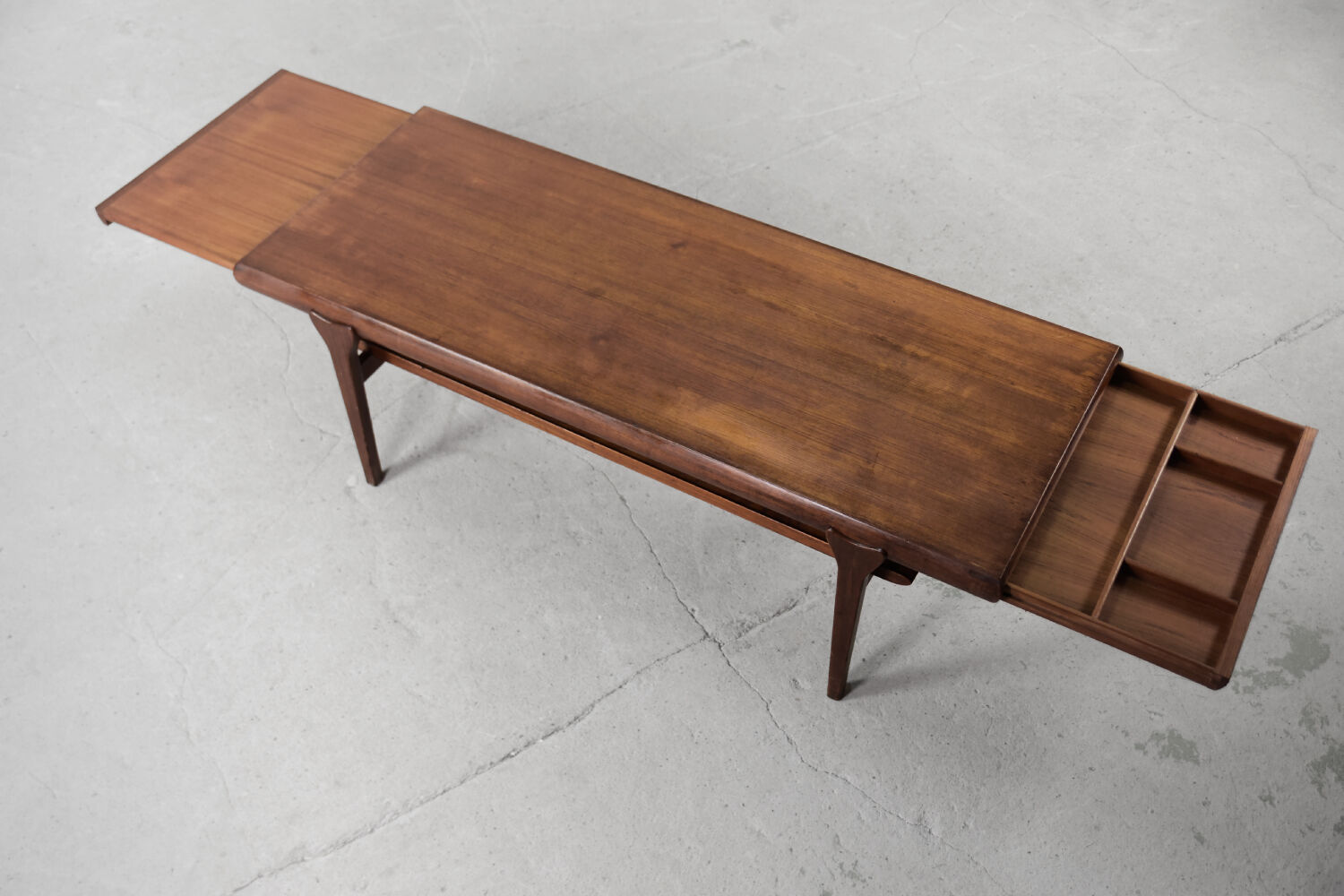 Danish extendable teak coffee table with drawer, 1960s