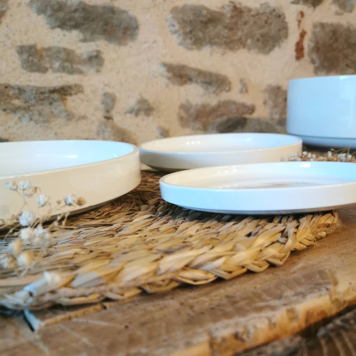 3 vintage dishes, Nesting service by Michel HAMON, Gien Prisunic 1970