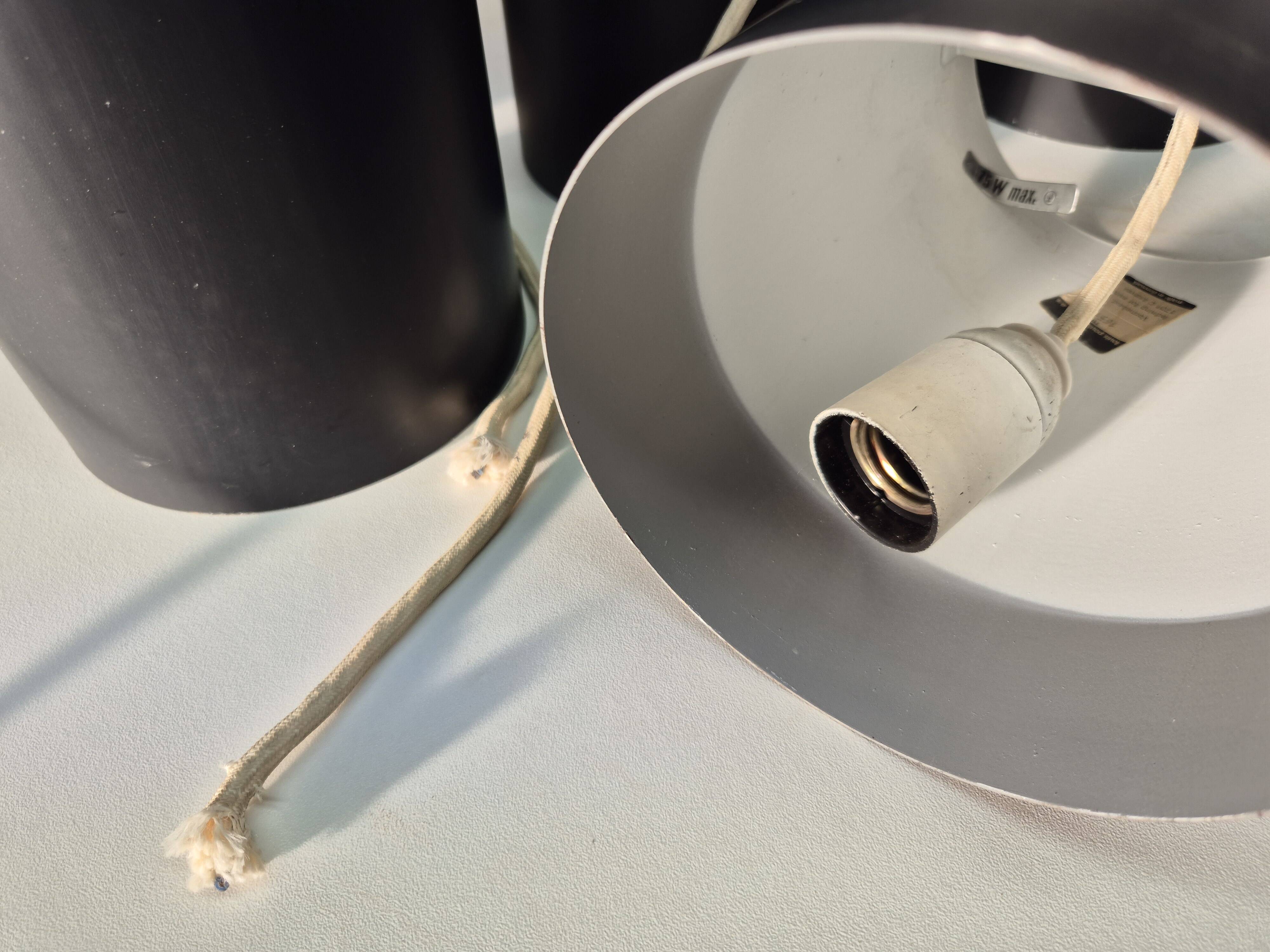 6 Louis Poulsen "pipe" pendant lights, 1960s, lacquered steel