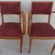 2 Chic 50s Bridge Armchairs Completely Refurbished in Solid Wood with Rust Velvet Seat