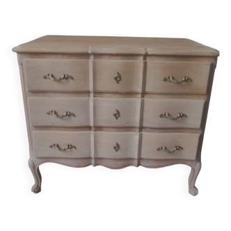 Beautifully crafted Louis XV style chest of drawers in bleached solid wood with a waxed finish.