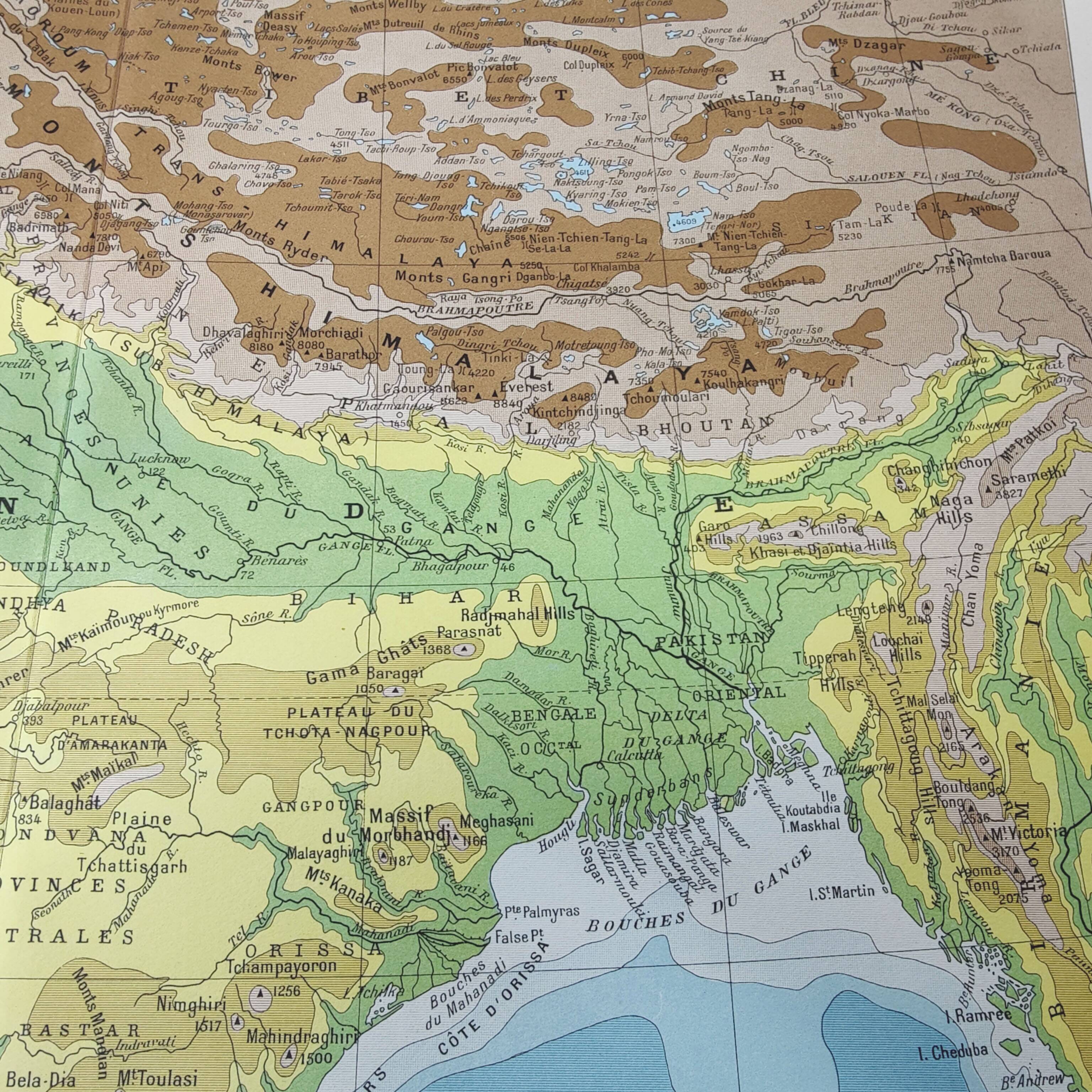 Vintage India map 43x43cm from 1950