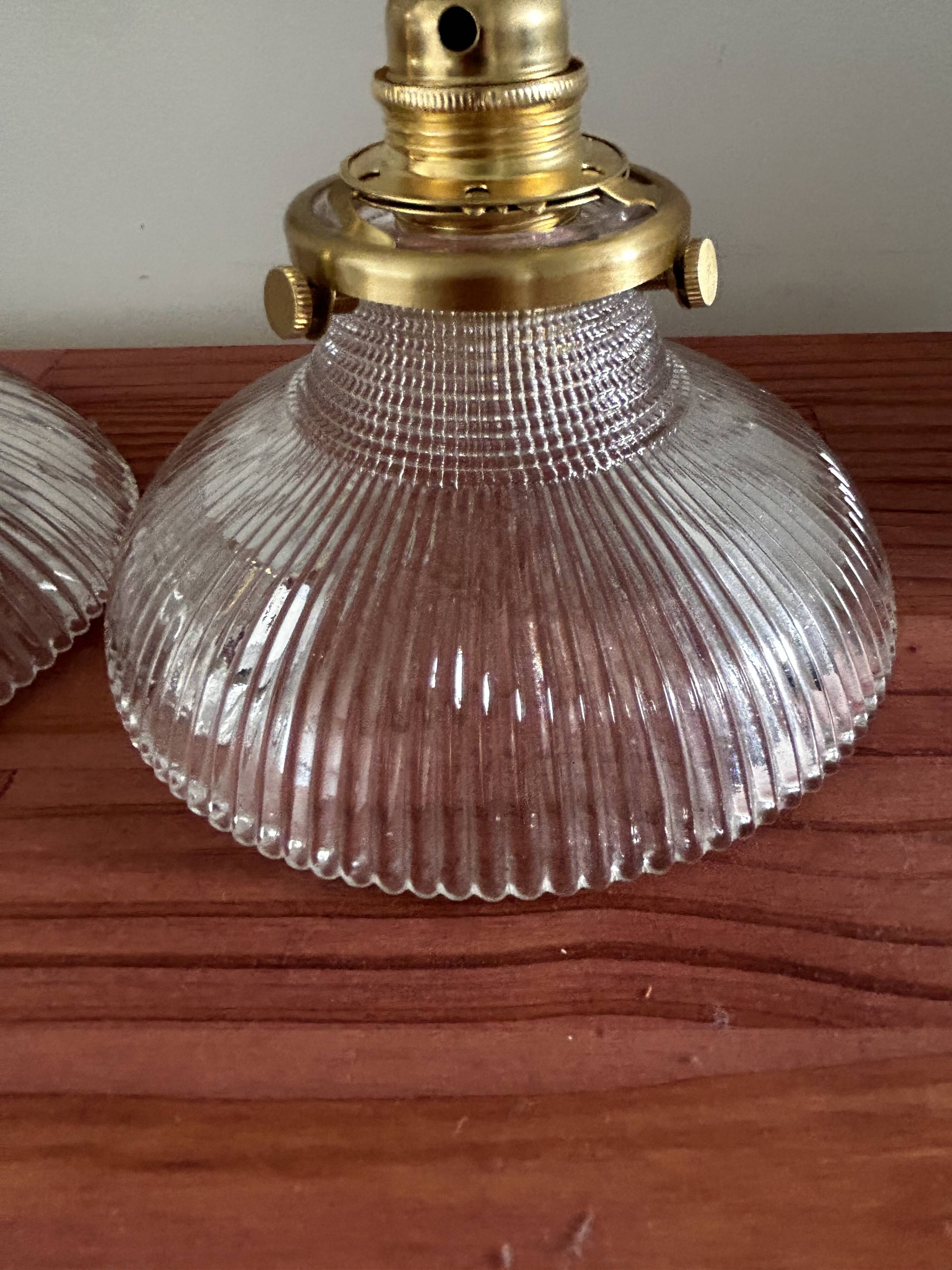 Pair of holophane tulip wall lights