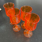 4 orange crystal glasses