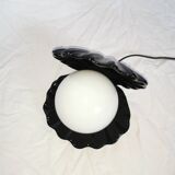 Ceramic shell lamp with opaline pearl, Saint-Jacques, France, 1980
