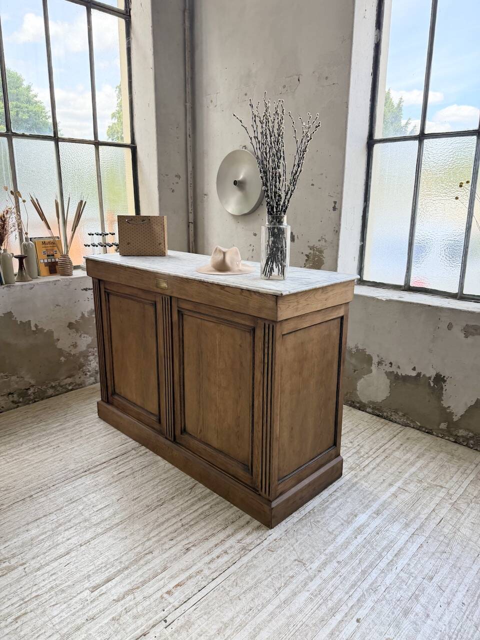 Oak and marble counter 1950