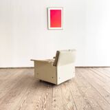 Fauteuil design 620 en cuir suédé beige par Dieter Rams, Vitsœ, Mid-Century