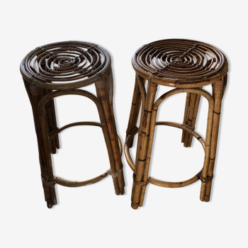 Tabouret de bar en osier bambou