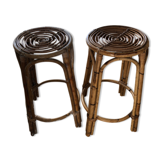 Tabouret de bar en osier bambou