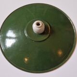 Old workshop pendant light green enameled sheet metal 1930