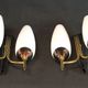Pair of double brass and opaline sconces, Maison Arlus, France, Mid-Century