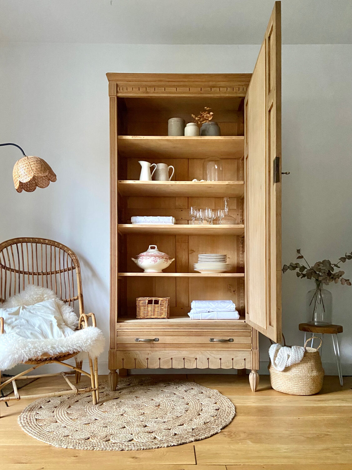 Parisian art deco cabinet 1930 in raw wood