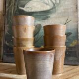 8 vintage stoneware glasses