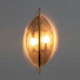 Pair of Modern Italian Murano Glass and Brass Sconces