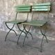 Pair of folding garden chairs with wooden slats - vintage 1950