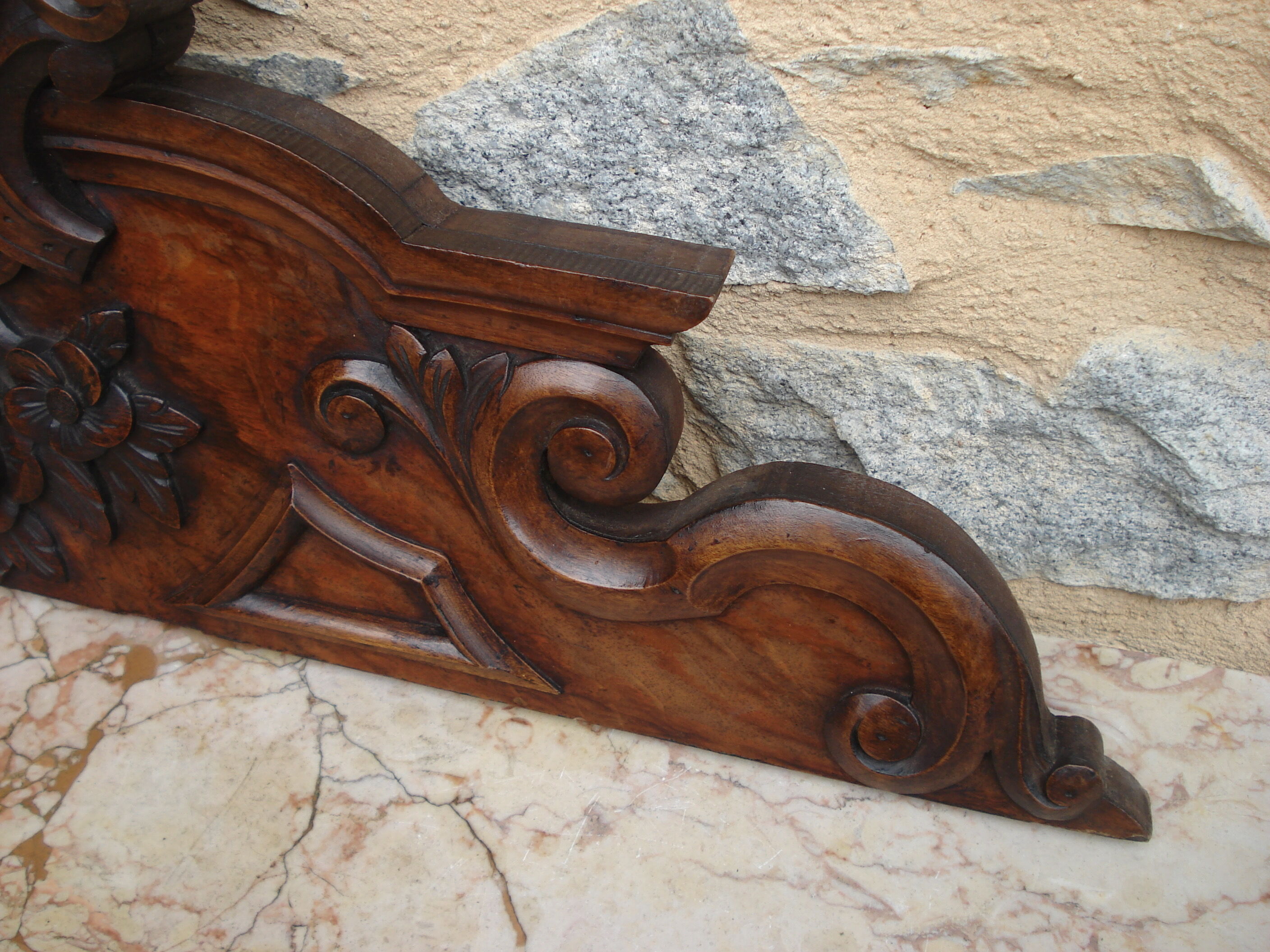 Old wooden door pediment